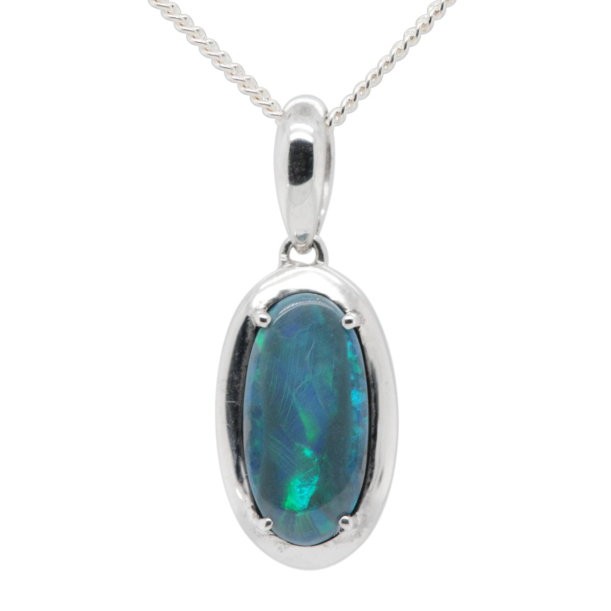 Sterling Silver Black Opal Pendant (ssblk990) Sterling Silver Black Opal Pendant (ssblk990)