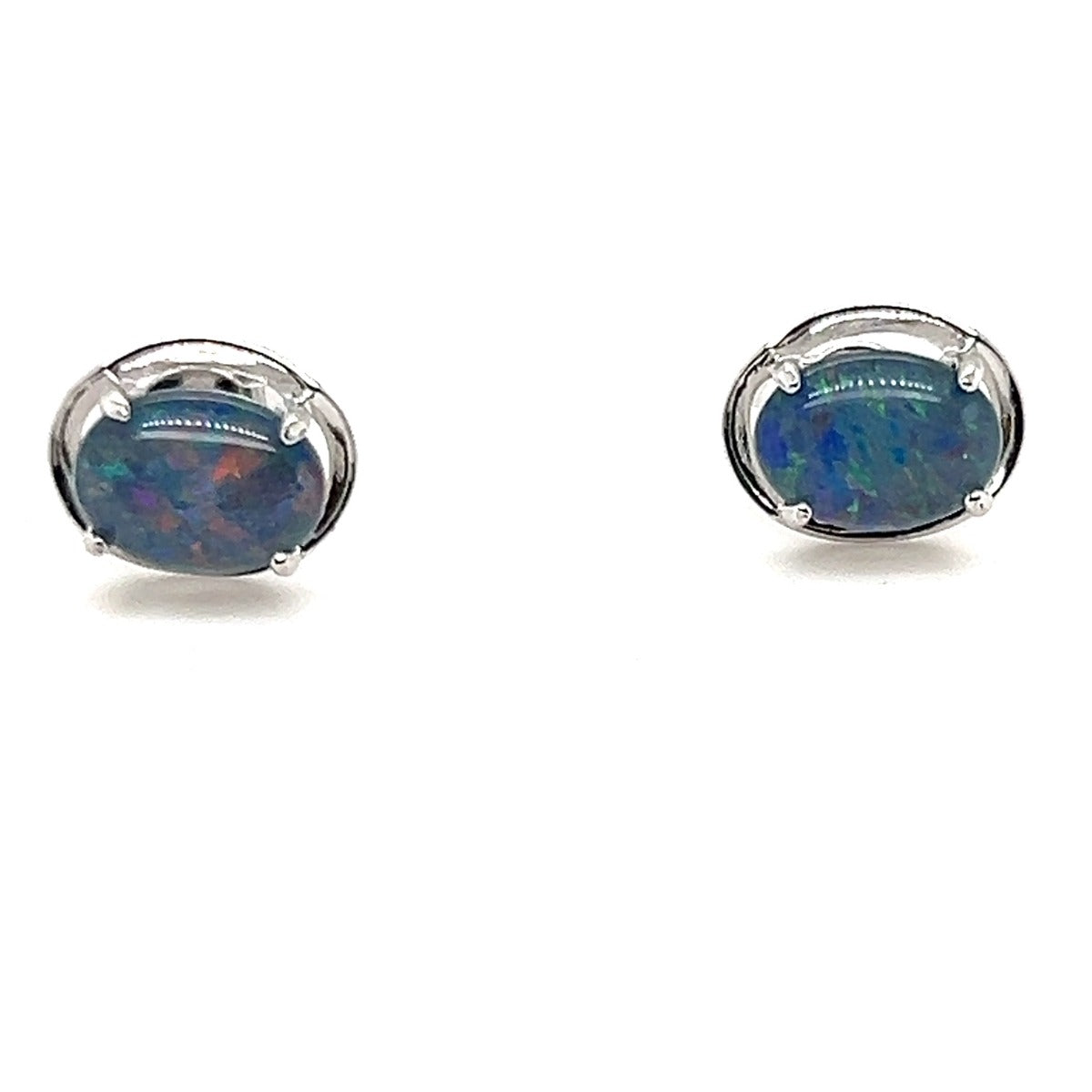 Sterling Silver Claw Set Triplet Opal Earrings (sste60)