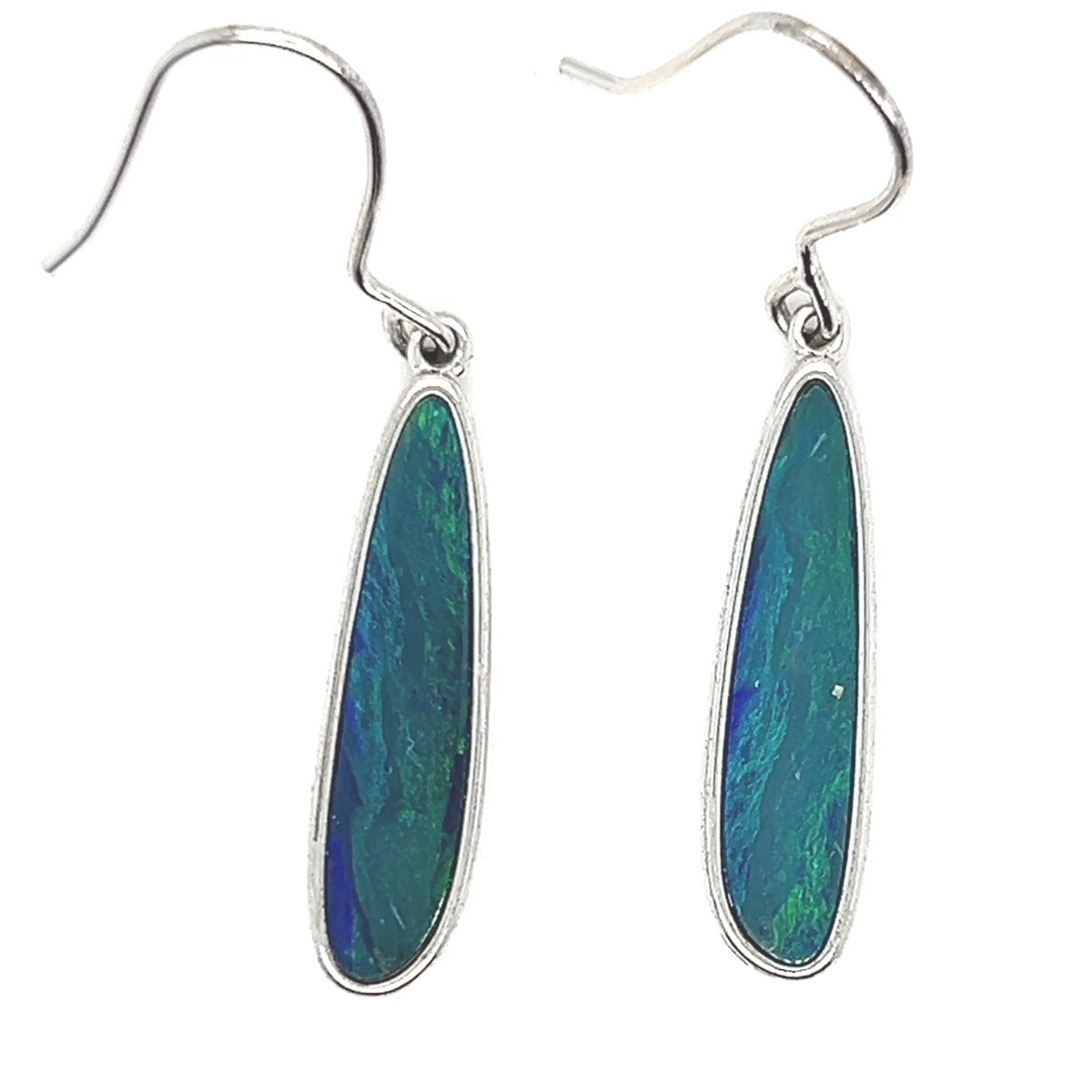 Sterling Silver Doublet Opal Drop Earrings (ssde4)