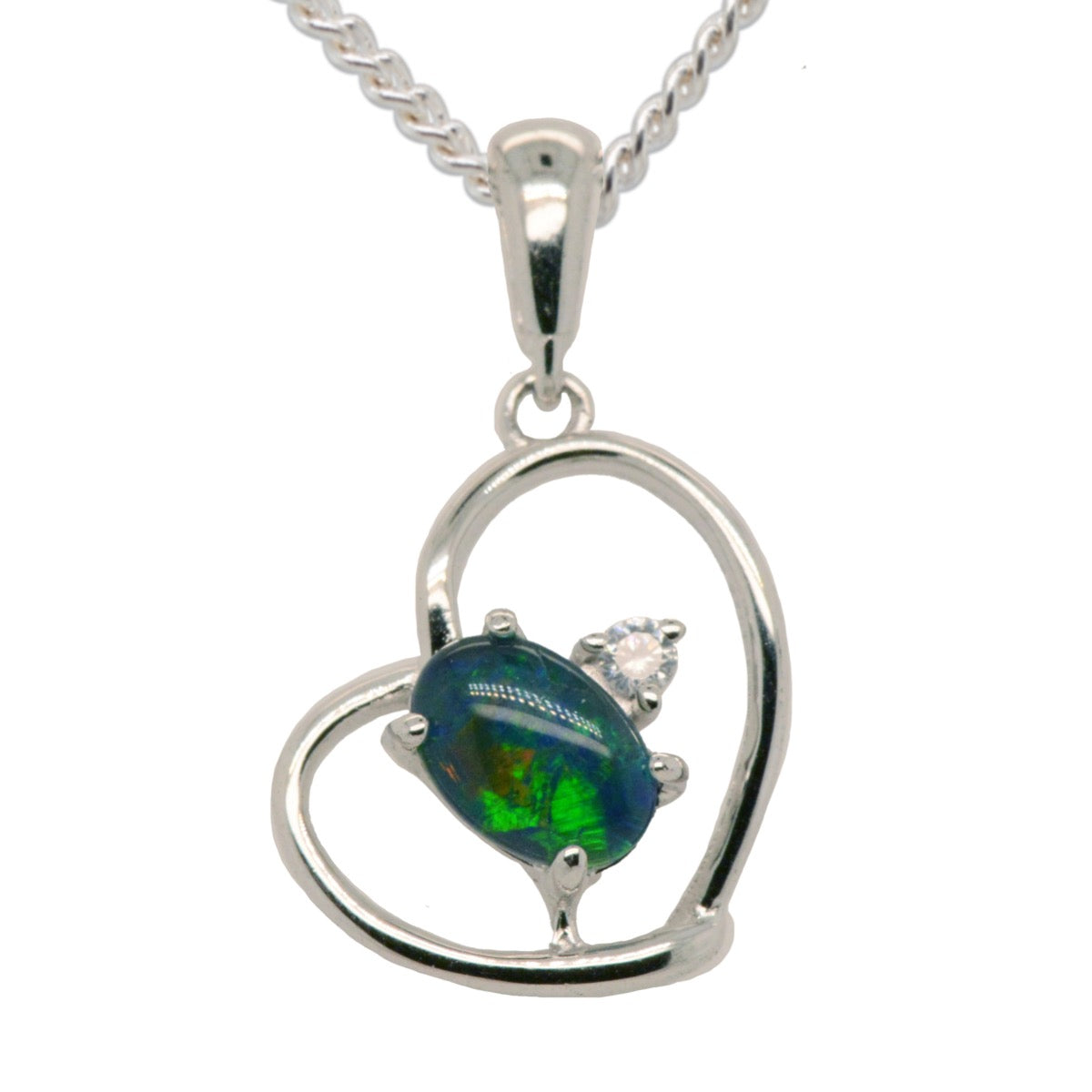 Sterling Silver Triplet Opal Heart Pendant (sstp2001) Sterling Silver Triplet Opal Heart Pendant (sstp2001)