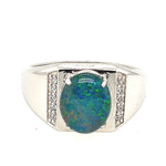 Sterling silver mens triplet opal ring