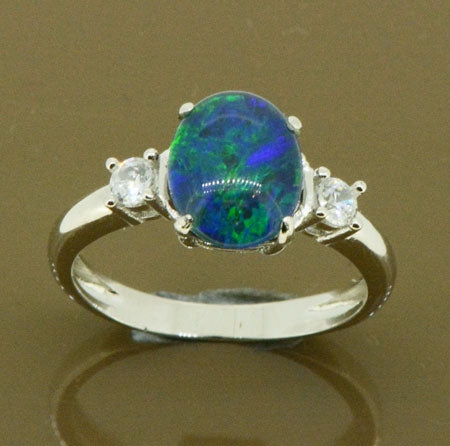 STERLING SILVER TRIPLET OPAL RING (SSTR3381)