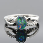 Sterling silver 8mmx6mm triplet opal ring