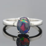 Ladies Sterling Silver Triplet Opal Claw Set Ring