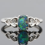 Ladies Sterling Silver Triplet Opal Heart Ring