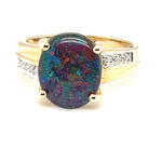 9ct Yellow Gold triplet ring with diamonds (trr108)