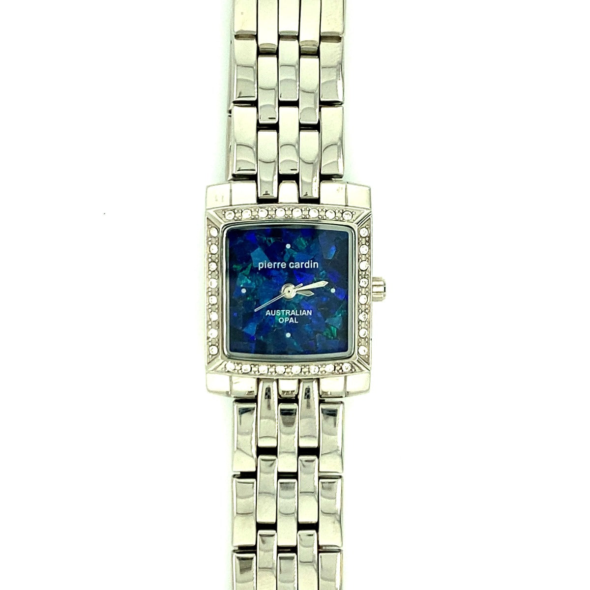 Ladies Pierre Cardin Silver Plated Opal Face Watch with Crystals