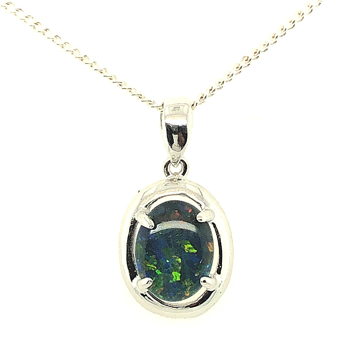 STERLING SILVER CLAW SET TRIPLET OPAL (sstp1411), PENDANT