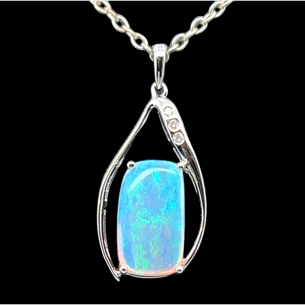 Crystal Opal Pendant set in 14ct White Gold