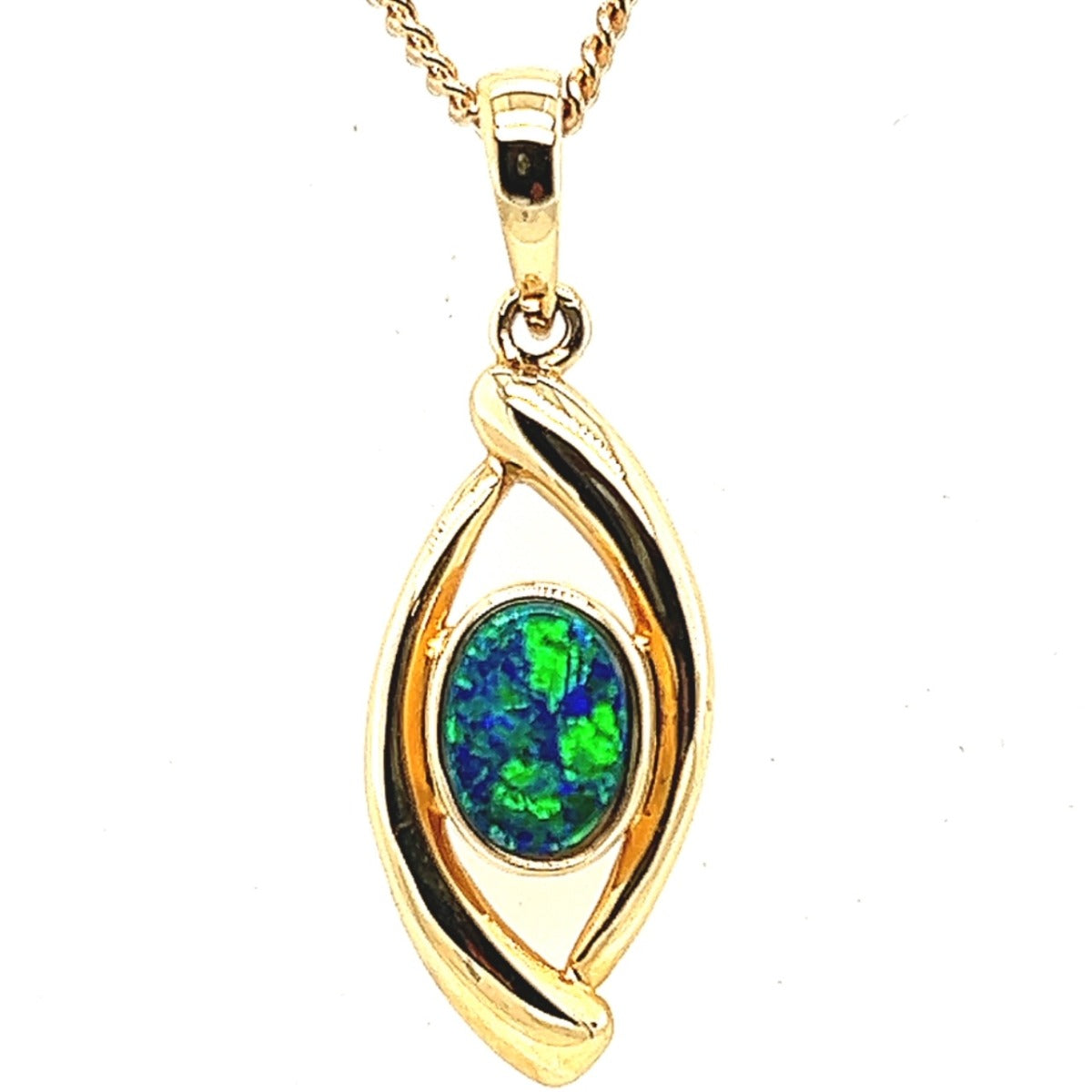 Doublet Opal Pendant set in 14ct Yellow Gold (dp5)