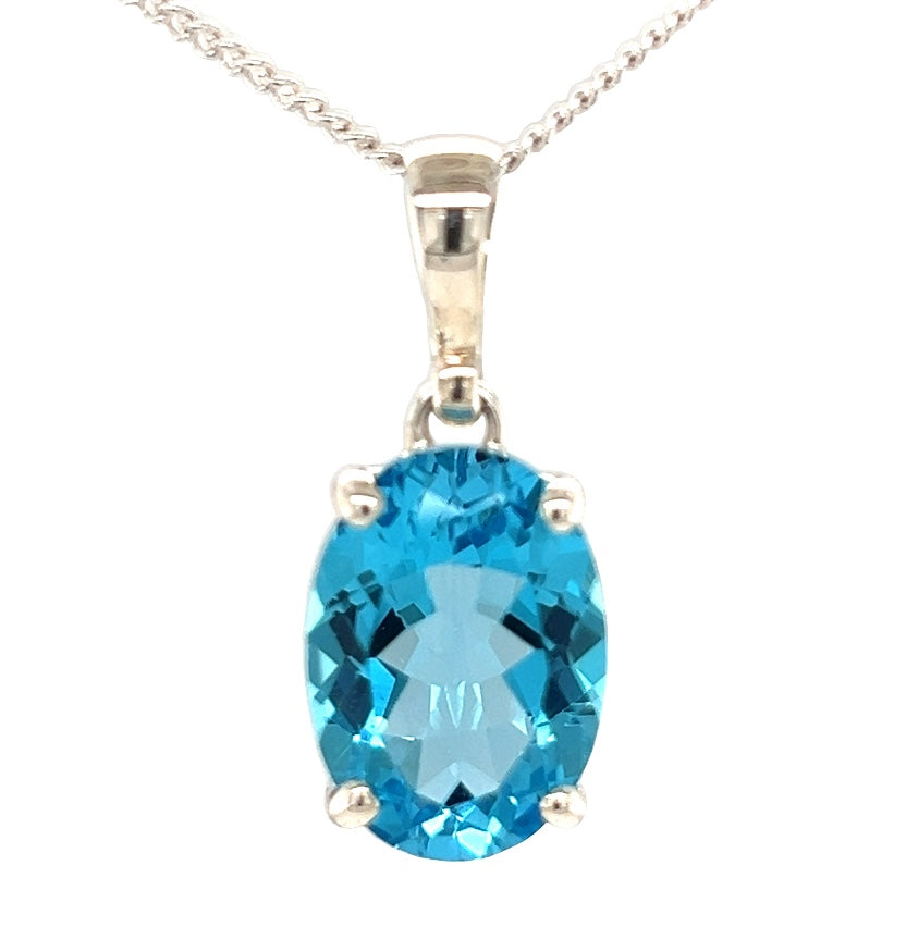 Sterling Silver Topaz Pendant (stp217)