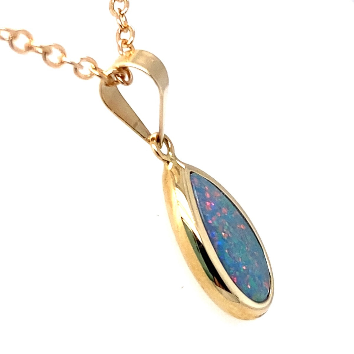 14ct Gold Doublet Opal Pendant (dp346)