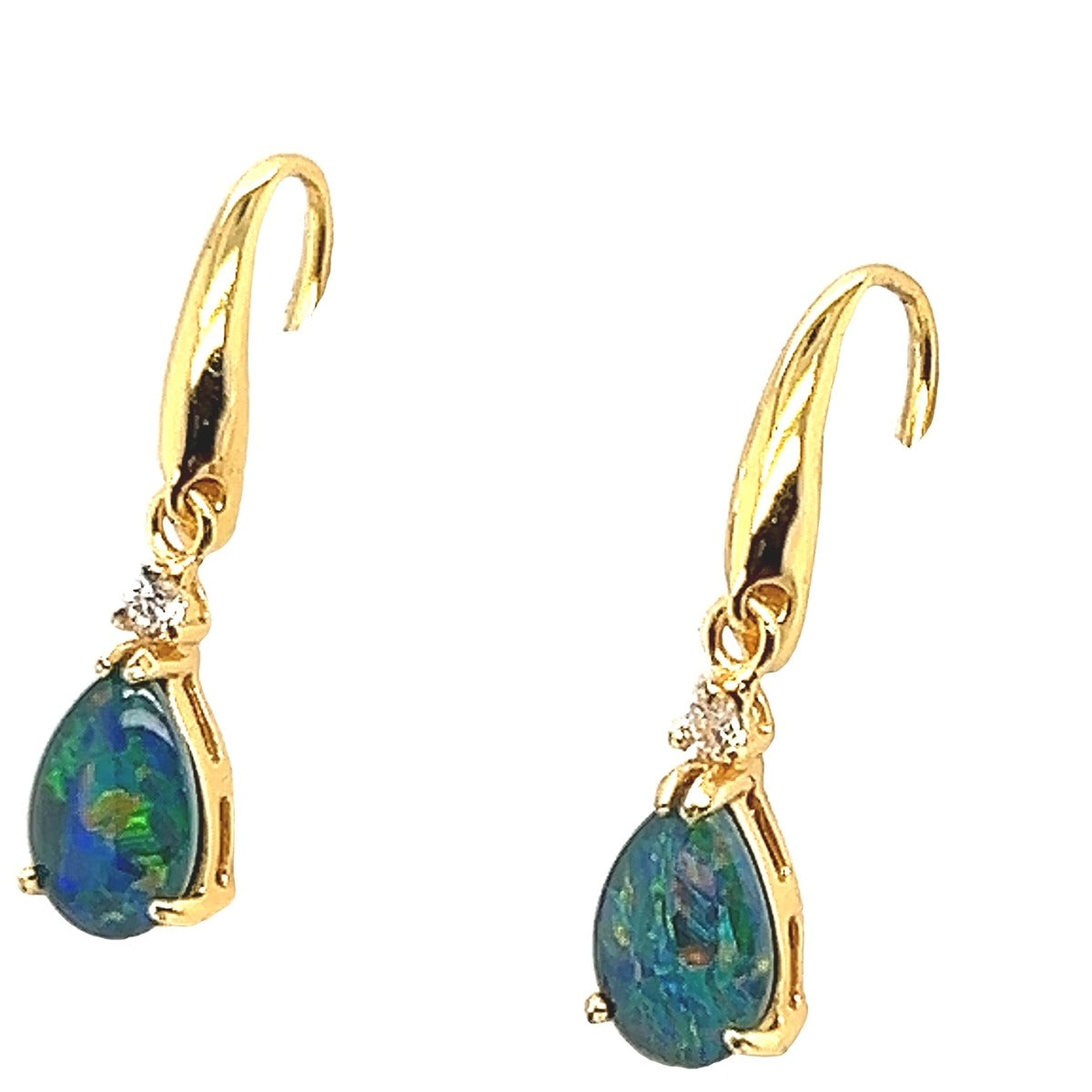 Gold Plated Sterling Silver Triplet Opal Earrings (gpte2994)