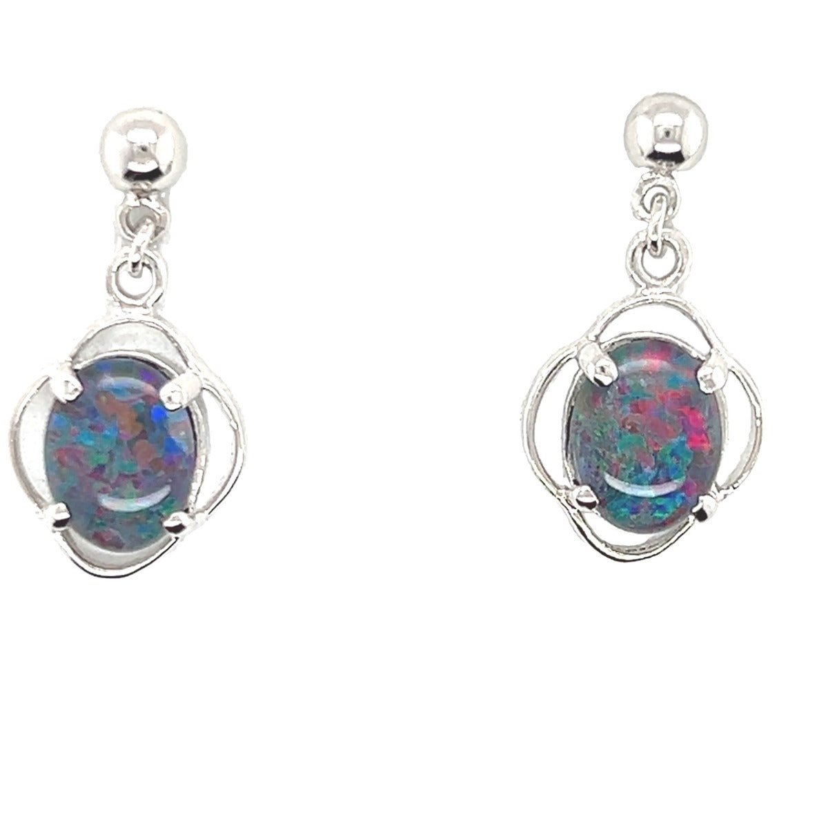 Sterling Silver Claw Set Triplet Opal Earrings (SSTE33)