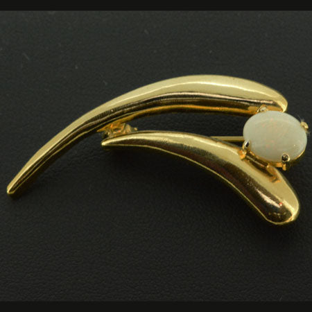 Gold Plated Sterling Silver Claw Set Solid Opal Brooch (gpsbro300)