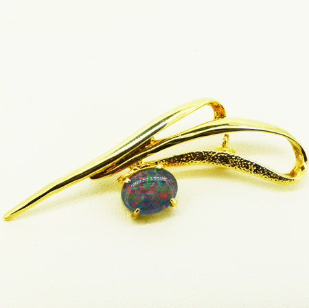 Gold Plated Sterling Silver Triplet Opal Brooch