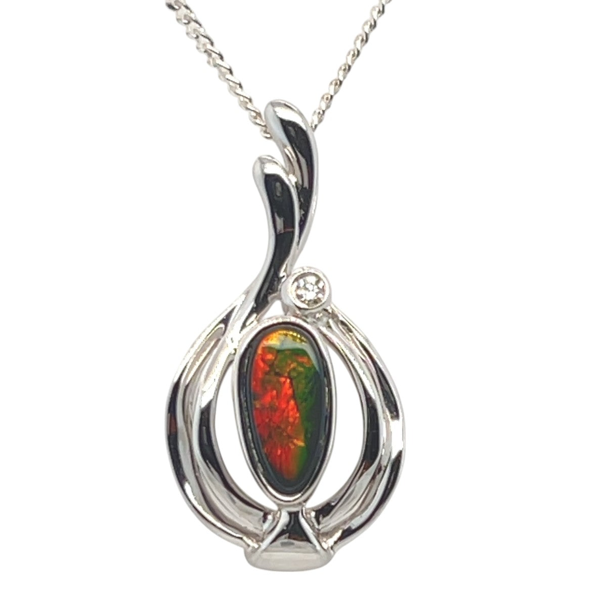 14ct White Gold Black Opal Pendant (sbp23)