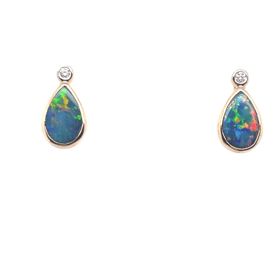 14ct Gold Doublet Opal earrings (der37)