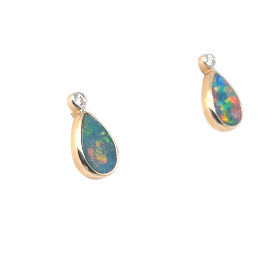 14ct Gold Doublet Opal earrings (der37)