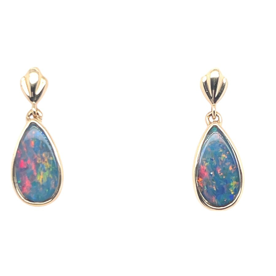 14ct Gold Doublet opal earrings (der38)