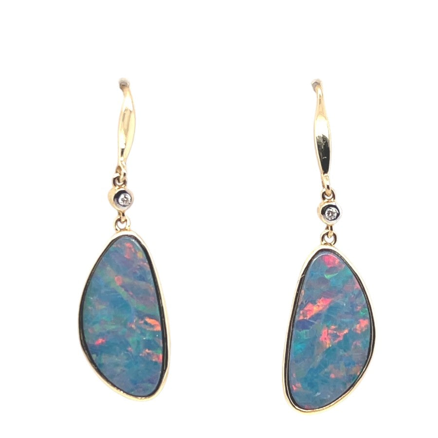 14ct Doublet Opal Earrings (der56)