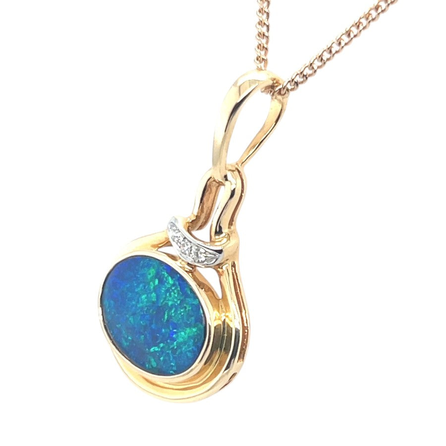 14ct Gold Doublet Opal Pendant (dp813)