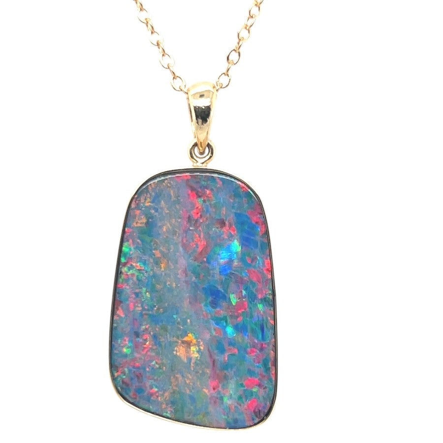 14ct Gold Doublet Opal Pendant (dp818)