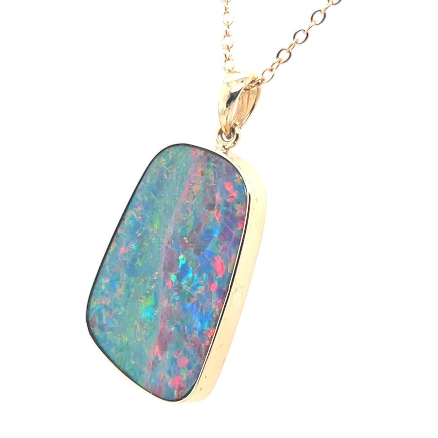 14ct Gold Doublet Opal Pendant (dp818)