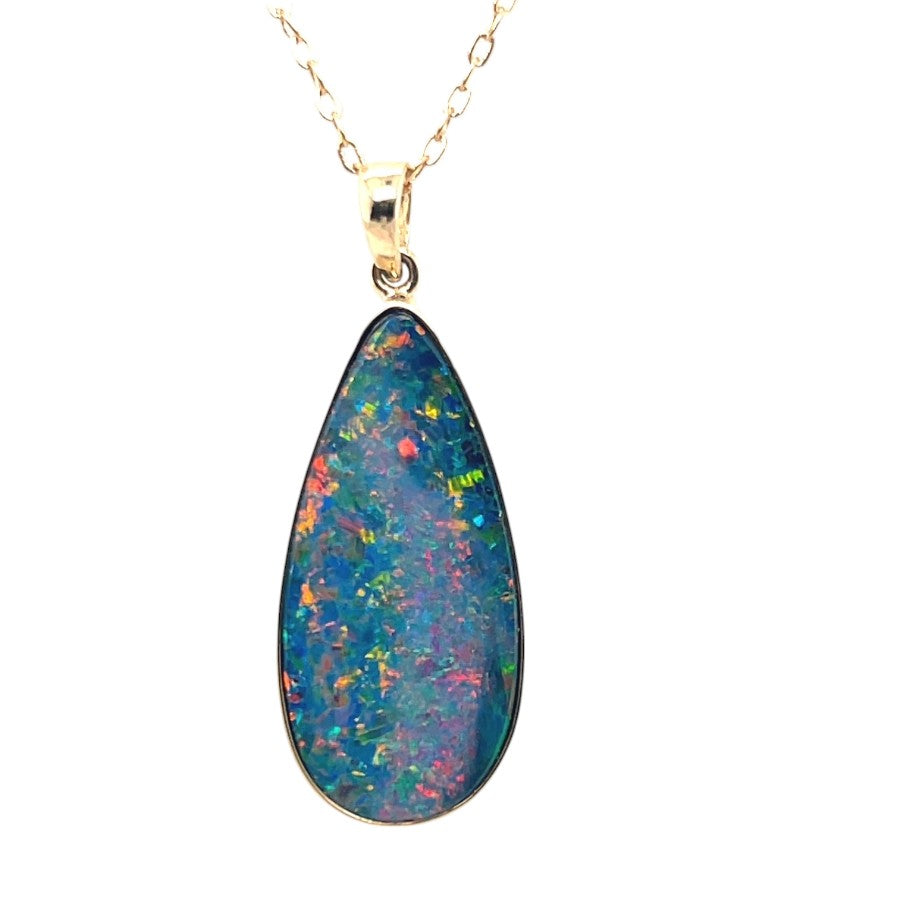 14ct Gold Doublet Opal Pendant (dp819)