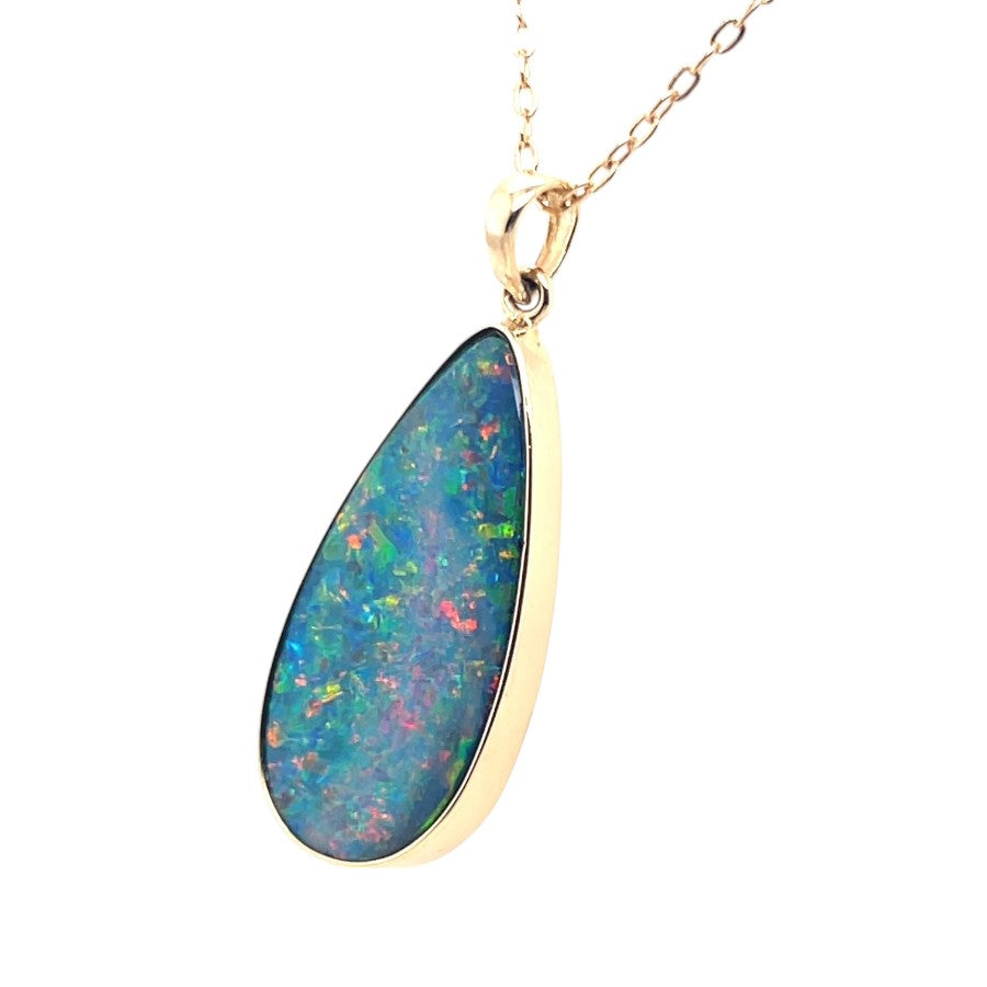 14ct Gold Doublet Opal Pendant (dp819)