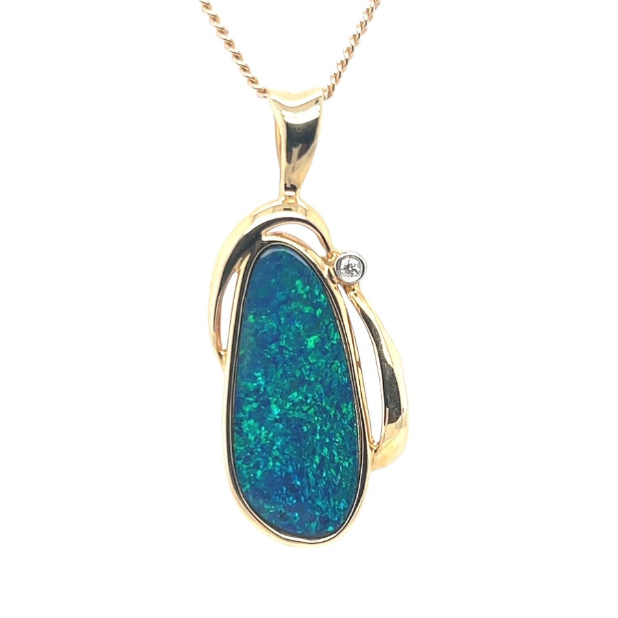 14ct Gold Doublet Opal Pendant (dp816)