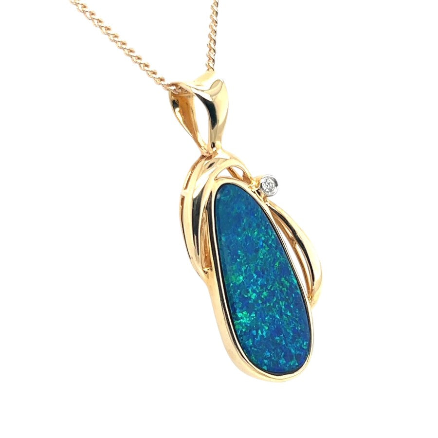 14ct Gold Doublet Opal Pendant (dp816)