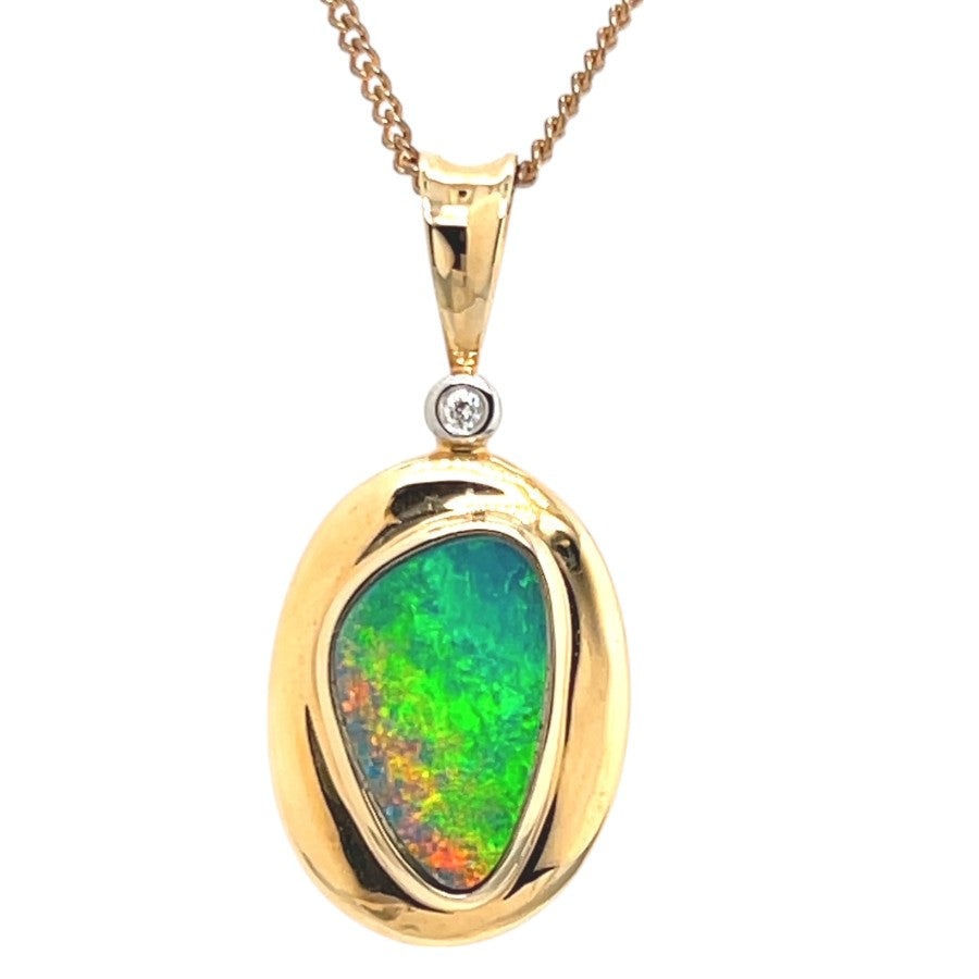 14ct Gold Doublet Opal Pendant (dp852)