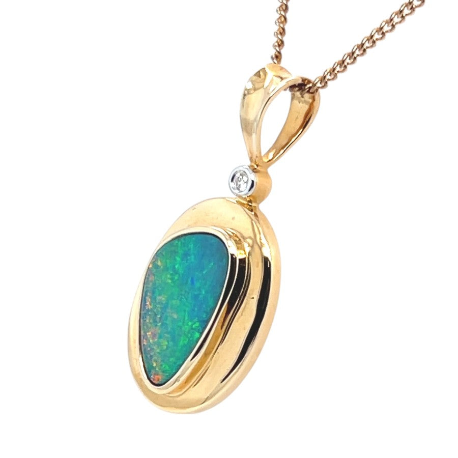 14ct Gold Doublet Opal Pendant (dp852)