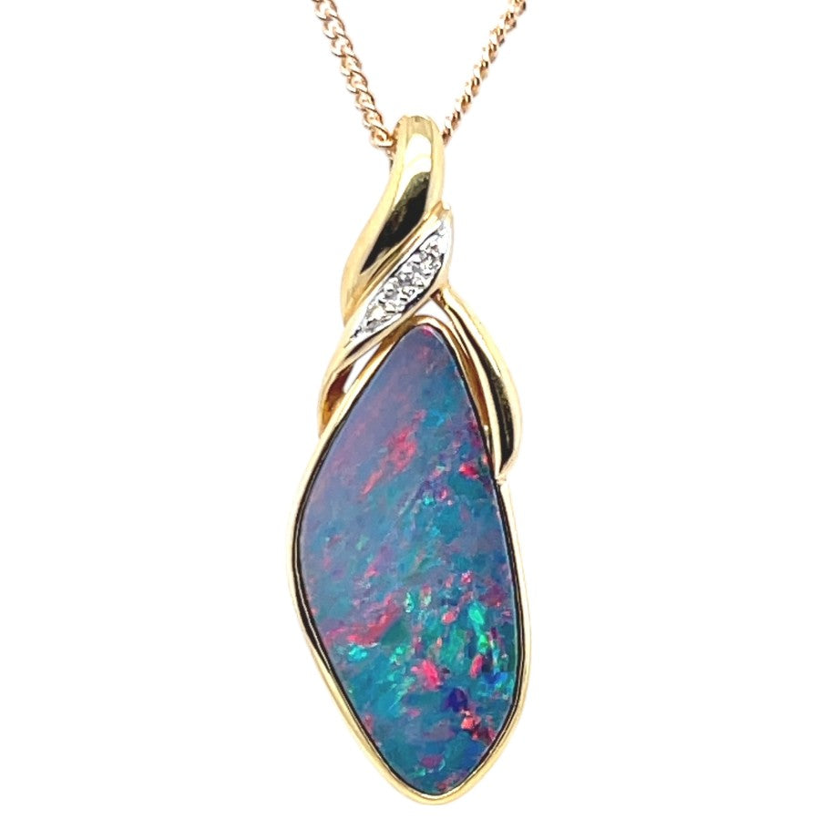 18ct Gold Doublet Opal Pendant (dp854)