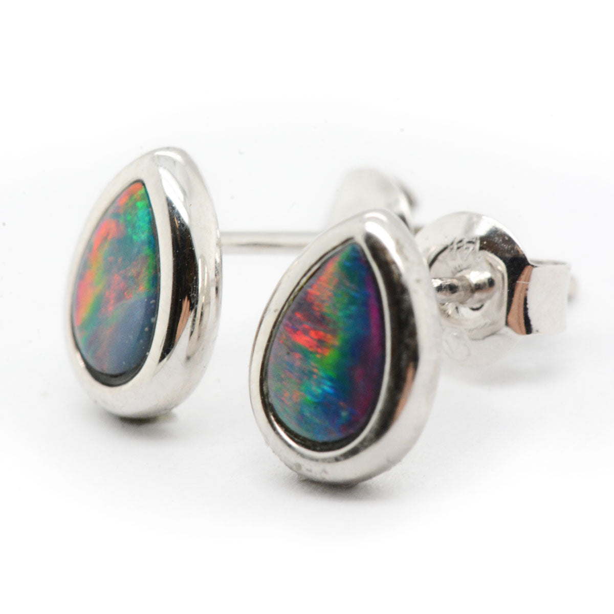 14ct White Gold Doublet Opal Earrings (GDE0988)
