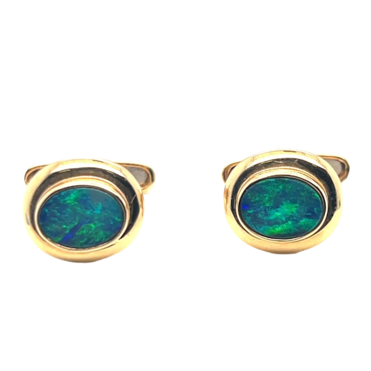 14ct Gold doublet opal cufflinks (gcuf2)