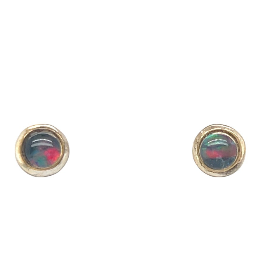 Gold Plate Triplet Opal Earrings 5mm