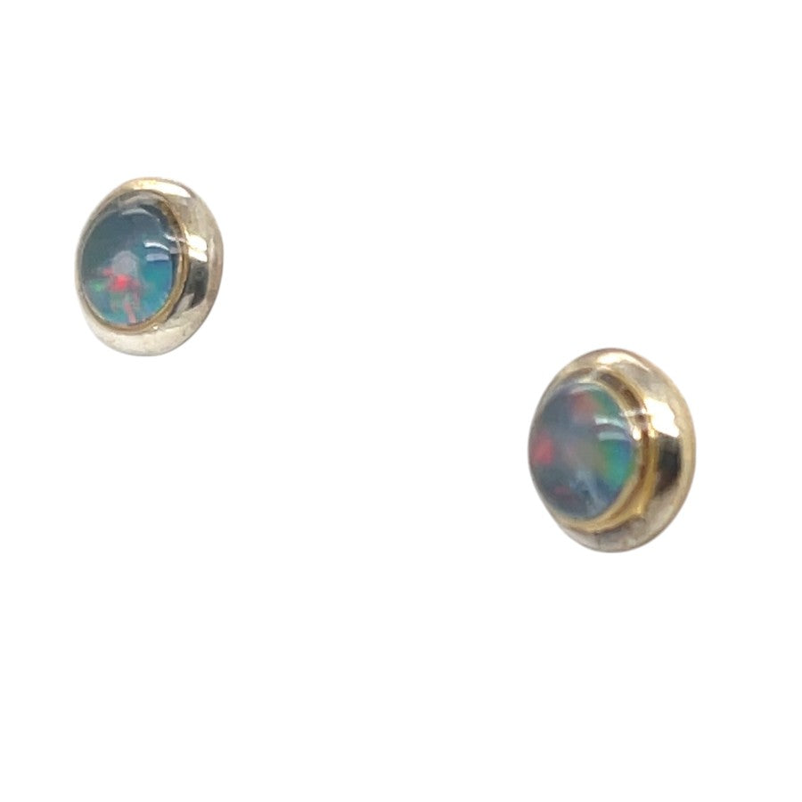 Gold Plate Triplet Opal Earrings 5mm