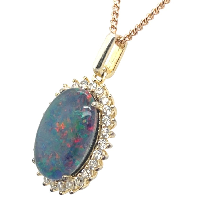 Gold Plated Sterling Silver Claw Set Triplet Opal Pendant (gptp3399)