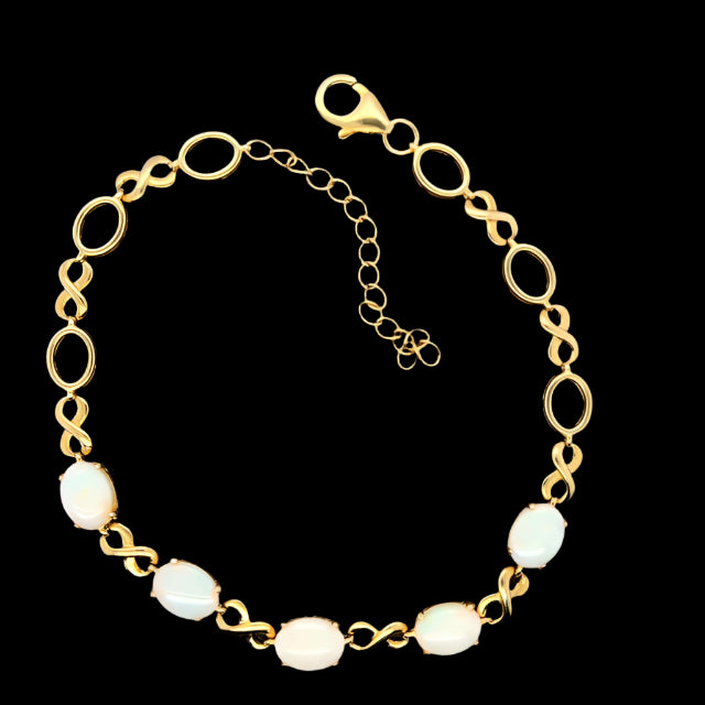 Gold Plated Solid Opal Bracelet (gpsbra1210)