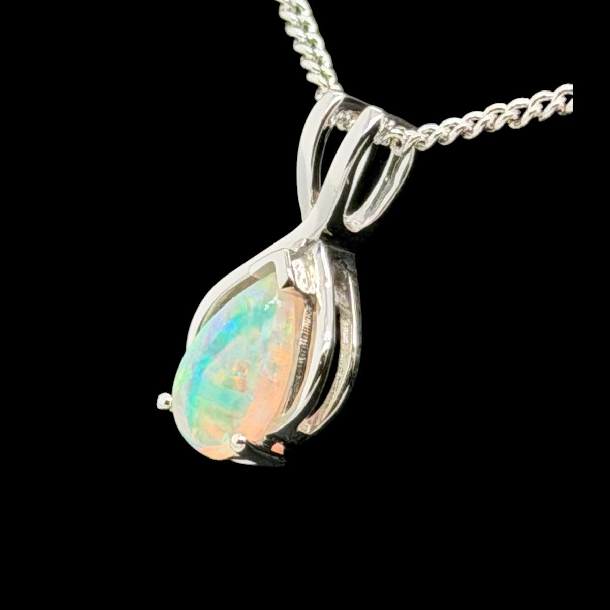9ct White Gold Solid Opal Pendant (sp592)