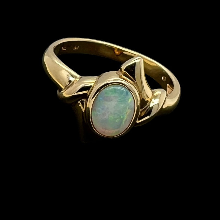 18ct Yellow Gold Solid Opal Ring (sr8330)