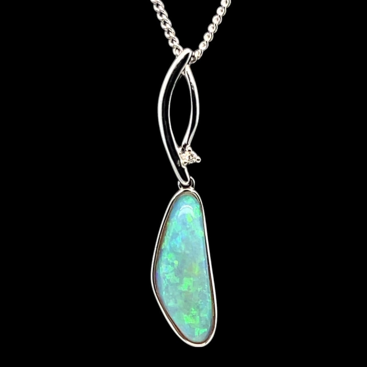 14ct White Gold Solid Opal Pendant (sp1134)