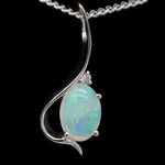 9ct White Gold Solid Opal Pendant (SOP0963)