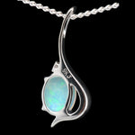 9ct White Gold Solid Opal Pendant (SOP0963)