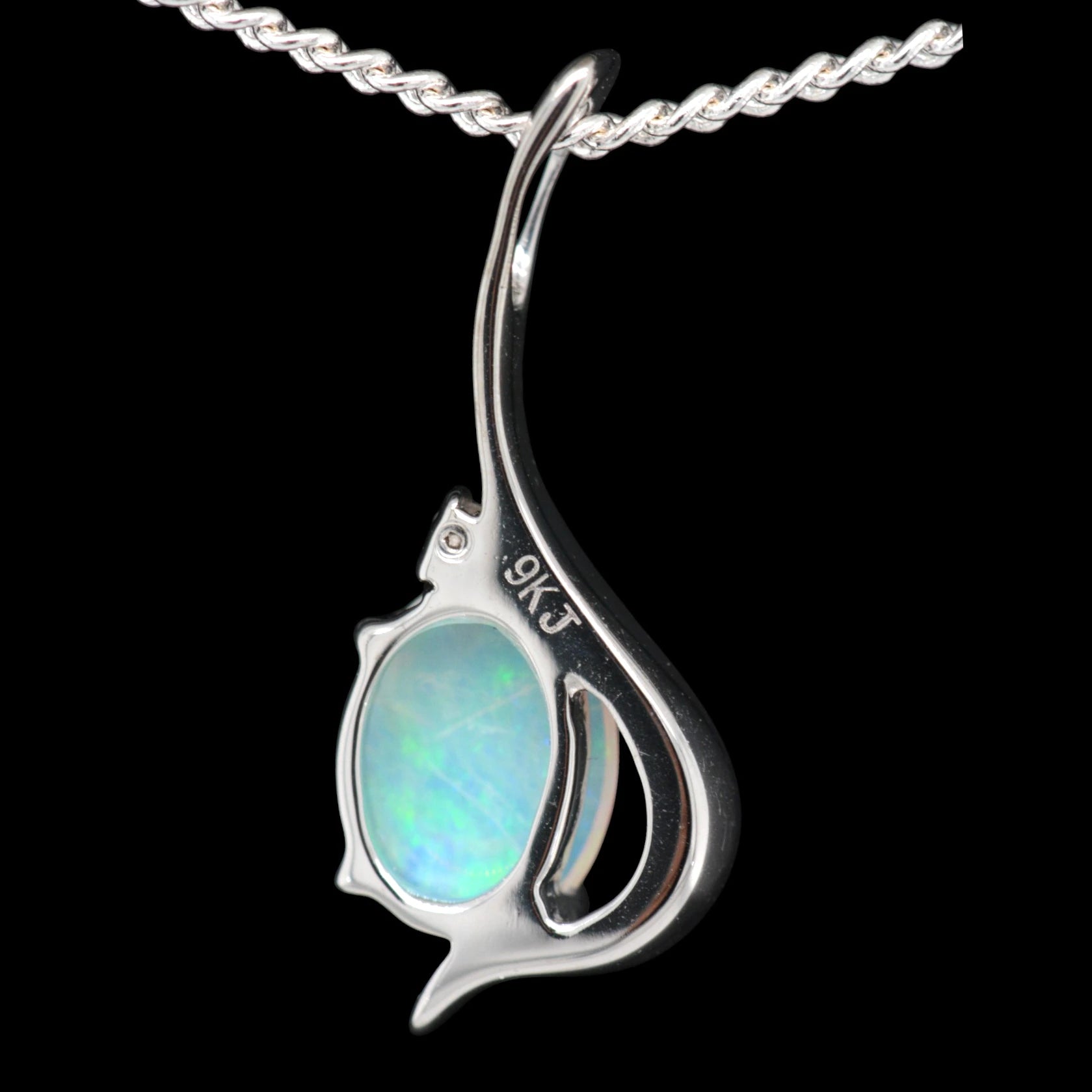 9ct White Gold Solid Opal Pendant (SOP0963)