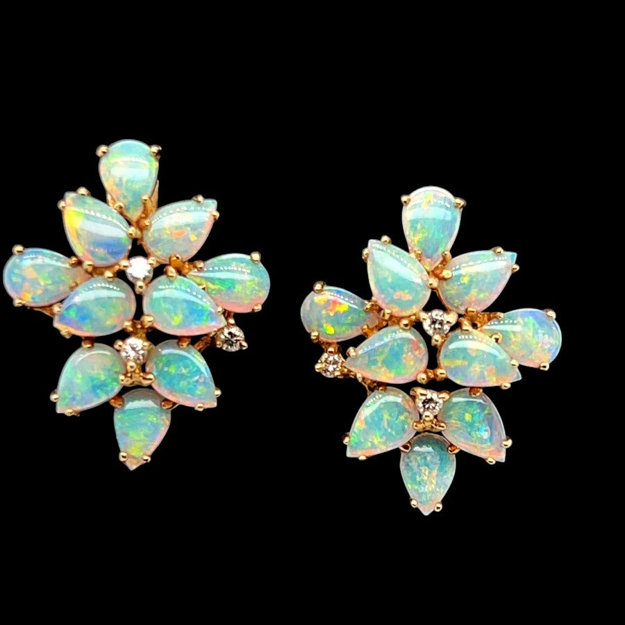 18ct Gold Solid Opal Earrings (Ser456)