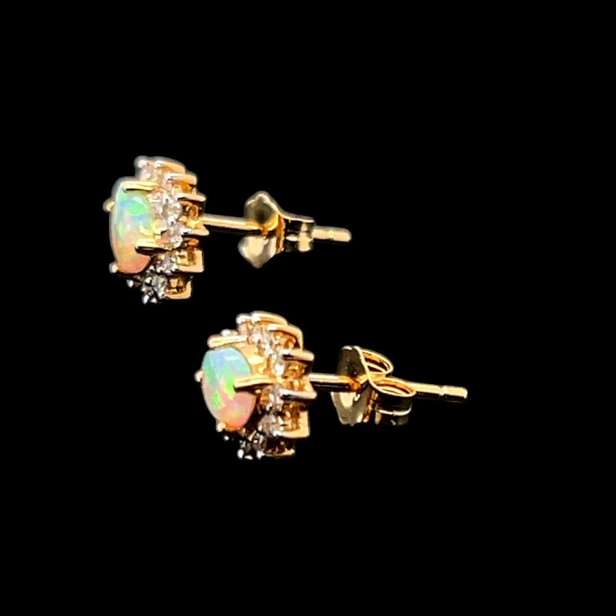 18ct Gold Solid Opal Earrings (ser67)