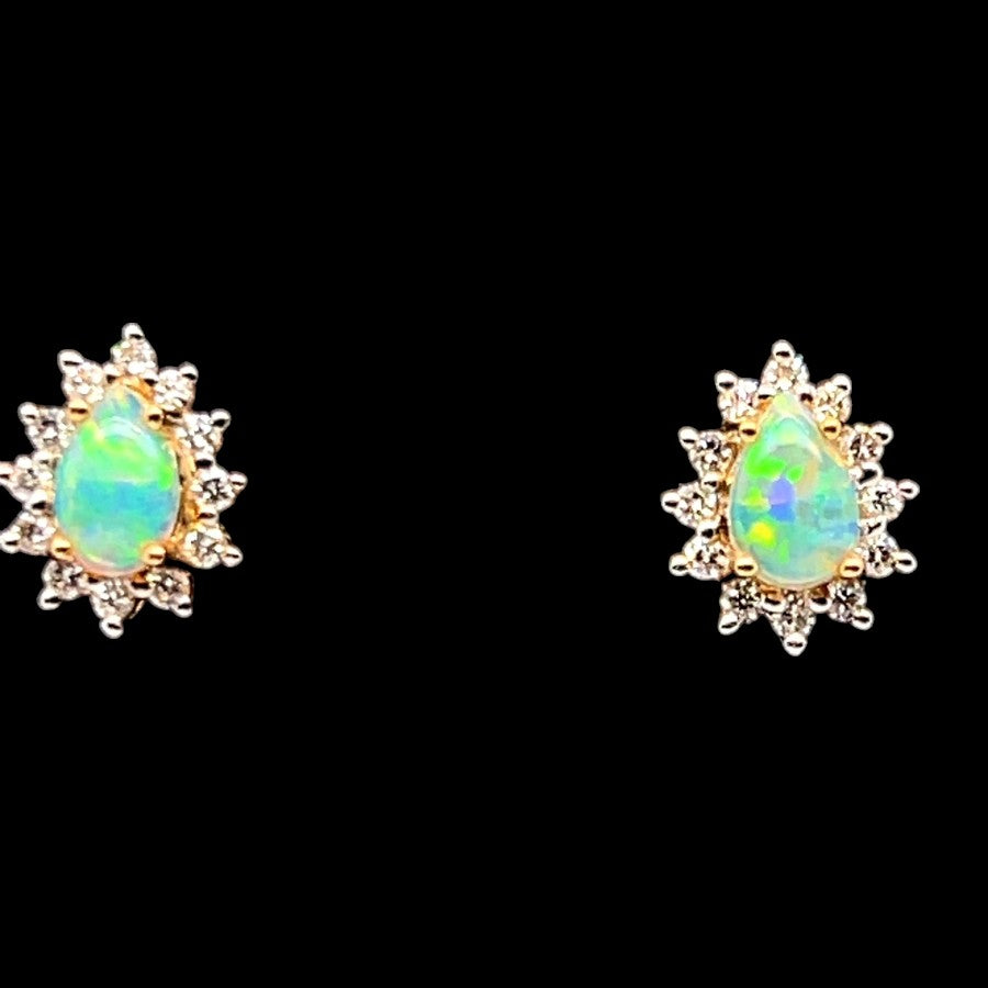 18ct Gold Solid Opal Earrings (ser67)